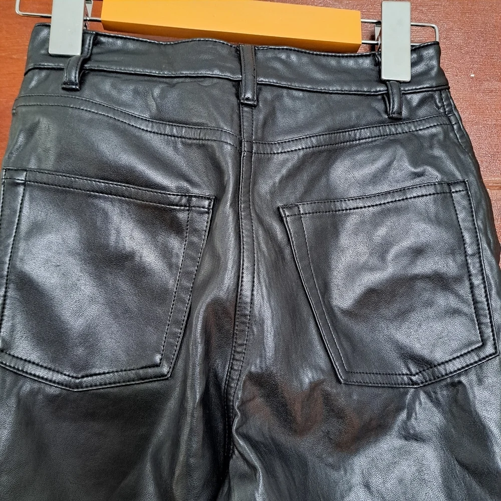 Wilfred Aritzia Black Faux Leather Pants | Size 00 | High Rise Straight Leg - Picture 3 of 10